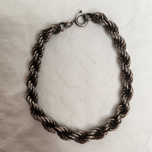 Italian Silver Rope Chain Bracelet - Picture 3 of 9